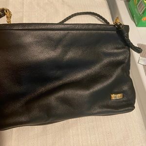 Black leather Crossbody braided handle by Carla D'Santi